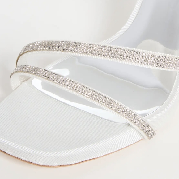 WORN 1X Badgley Mischka Soft White Urbana Strappy Formal Sparkle Sandal Size 8.5 - Picture 5 of 16